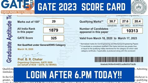 gate 2023 gate score card